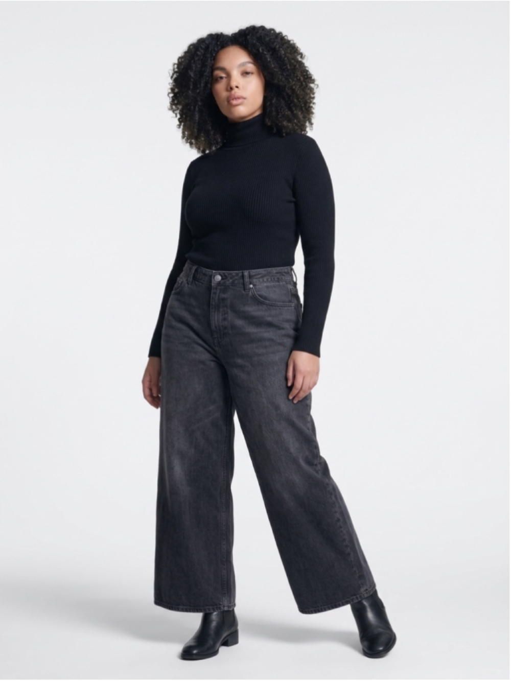 Women's Old Navy Mid-Rise Wow Baggy Wide Leg Jeans Black Size 16